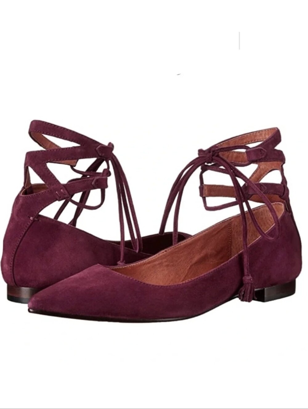 Frye Sienna Ghillie Suede Flats 9.5 Bordeaux